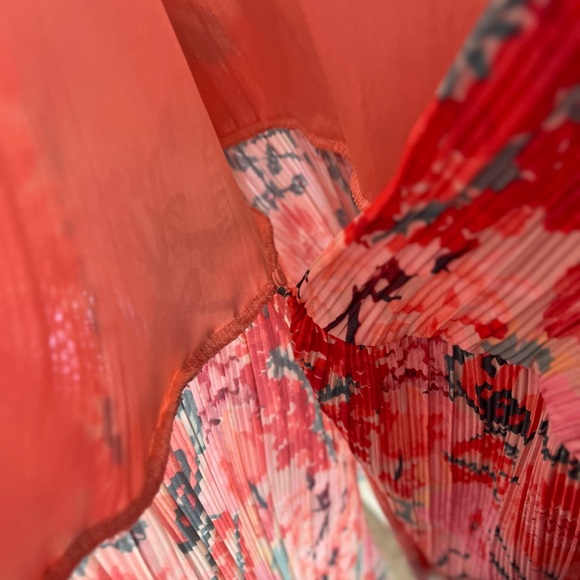 H&M Pink Floral Pleated Flattering Feminine Puff Sleeve Wrap Dress  XXL - Picture 7 of 10